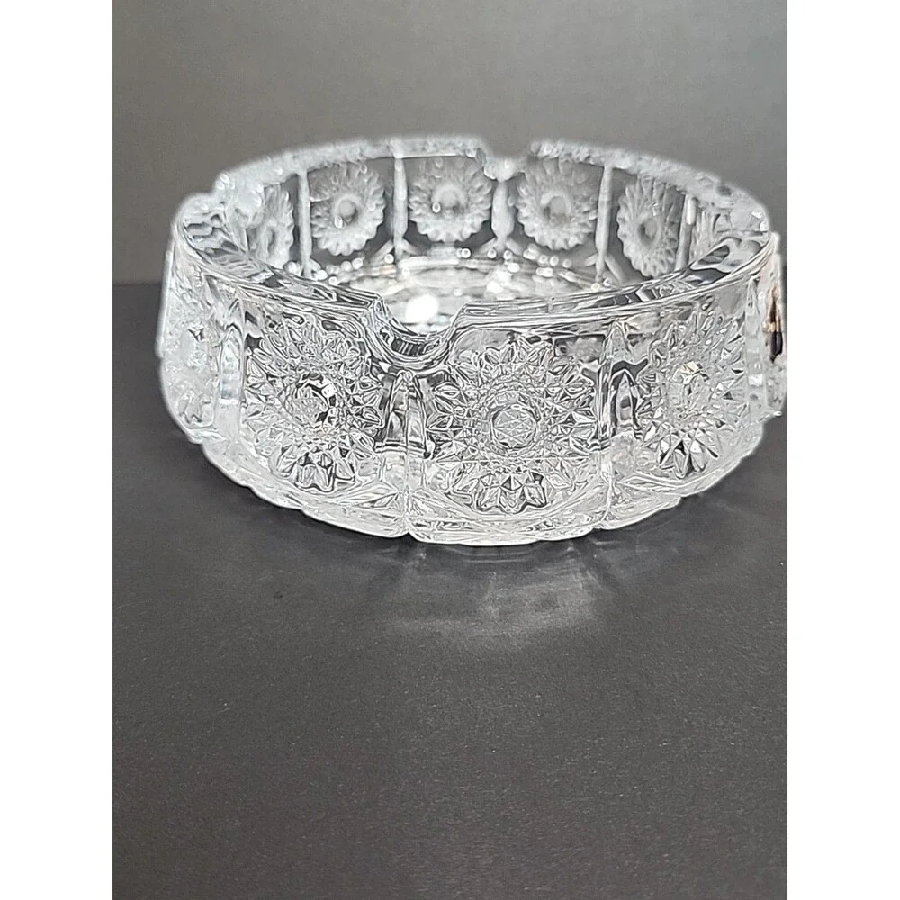 Vintage Bohemia Queen Lace Cut 24% Lead Crystal Ashtray 6